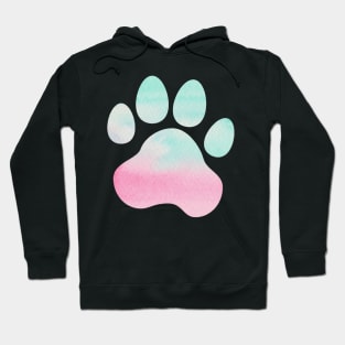 Pink and Teal Paw Print Hoodie